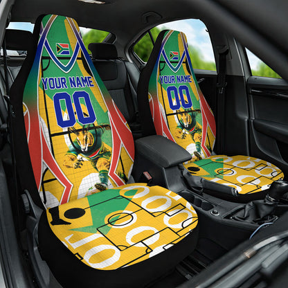 Personalized South Africa Football Springbok Car Seat Cover Bafana Bafana Rainbow Nation Flag Colors