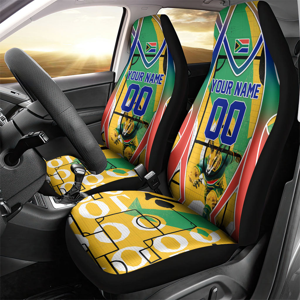 Personalized South Africa Football Springbok Car Seat Cover Bafana Bafana Rainbow Nation Flag Colors