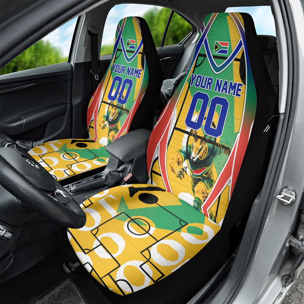 Personalized South Africa Football Springbok Car Seat Cover Bafana Bafana Rainbow Nation Flag Colors