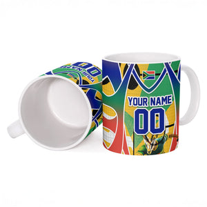 Personalized South Africa Football Springbok Ceramic Mug Bafana Bafana Rainbow Nation Flag Colors