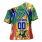Personalized South Africa Football Springbok Cross Shoulder Shirt Bafana Bafana Rainbow Nation Flag Colors