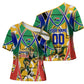 Personalized South Africa Football Springbok Cross Shoulder Shirt Bafana Bafana Rainbow Nation Flag Colors