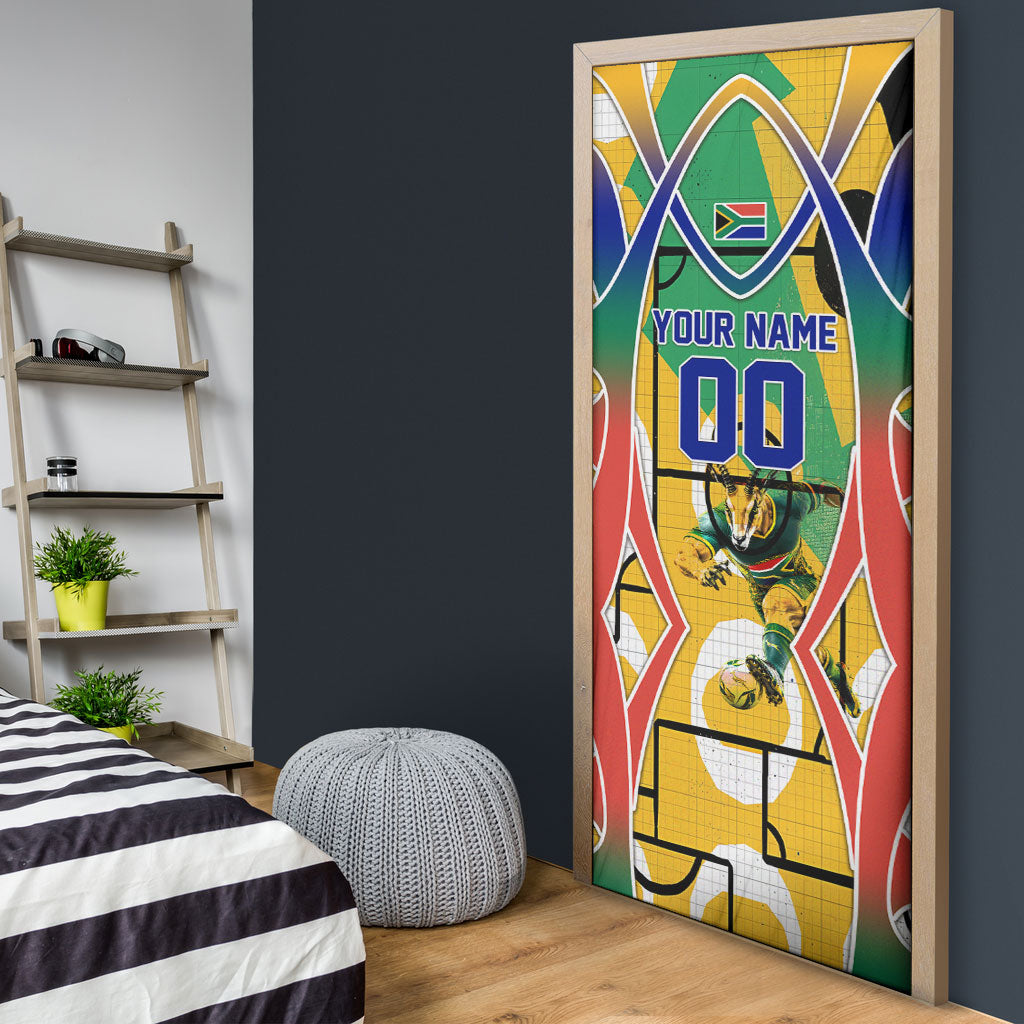 Personalized South Africa Football Springbok Door Cover Bafana Bafana Rainbow Nation Flag Colors