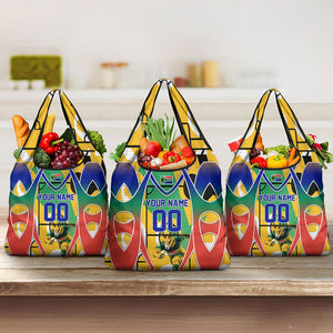 Personalized South Africa Football Springbok Grocery Bag Bafana Bafana Rainbow Nation Flag Colors