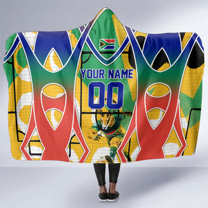 Personalized South Africa Football Springbok Hooded Blanket Bafana Bafana Rainbow Nation Flag Colors
