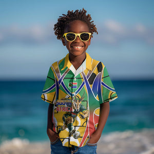 Personalized South Africa Football Springbok Kid Hawaiian Shirt Bafana Bafana Rainbow Nation Flag Colors