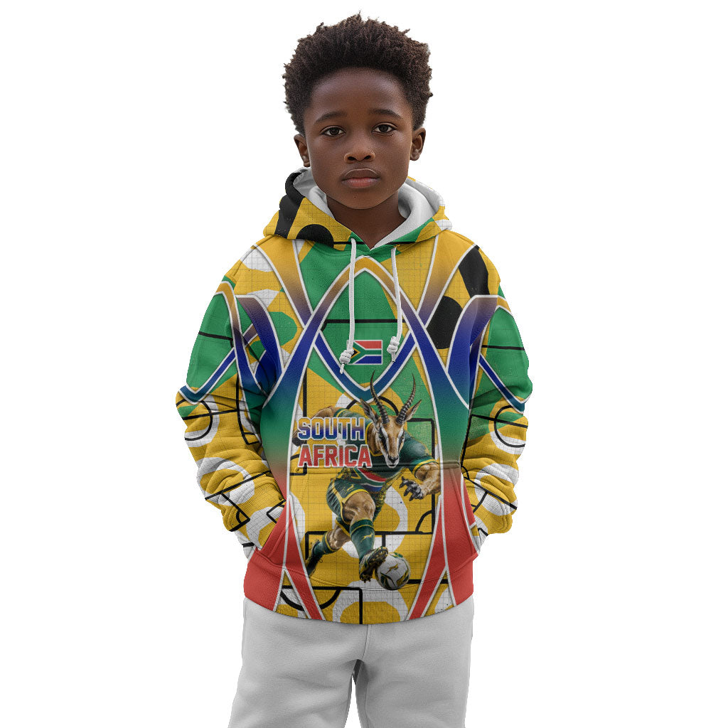 Personalized South Africa Football Springbok Kid Hoodie Bafana Bafana Rainbow Nation Flag Colors