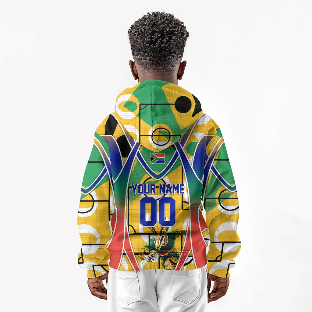 Personalized South Africa Football Springbok Kid Hoodie Bafana Bafana Rainbow Nation Flag Colors