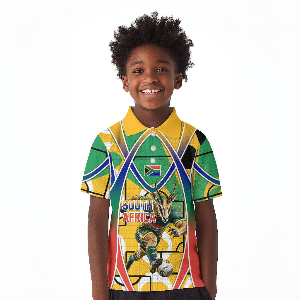 Personalized South Africa Football Springbok Kid Polo Shirt Bafana Bafana Rainbow Nation Flag Colors
