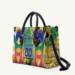 Personalized South Africa Football Springbok Leather Bag Bafana Bafana Rainbow Nation Flag Colors