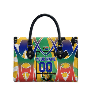 Personalized South Africa Football Springbok Leather Bag Bafana Bafana Rainbow Nation Flag Colors