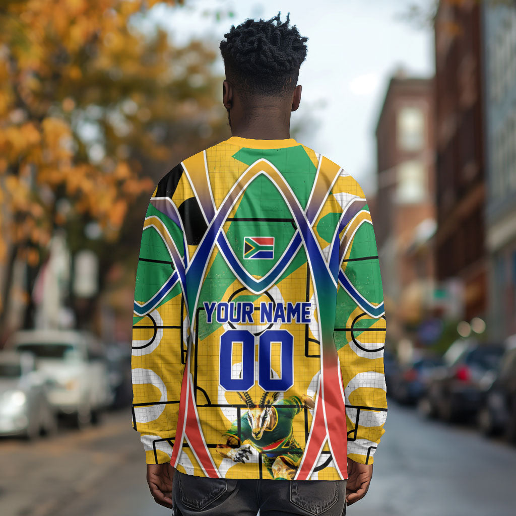 Personalized South Africa Football Springbok Long Sleeve Shirt Bafana Bafana Rainbow Nation Flag Colors