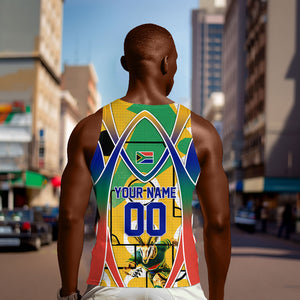 Personalized South Africa Football Springbok Men Tank Top Bafana Bafana Rainbow Nation Flag Colors