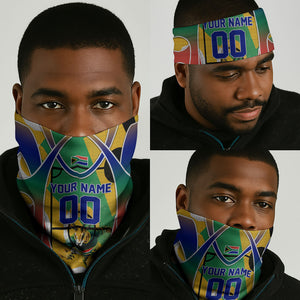 Personalized South Africa Football Springbok Neck Gaiter Bafana Bafana Rainbow Nation Flag Colors