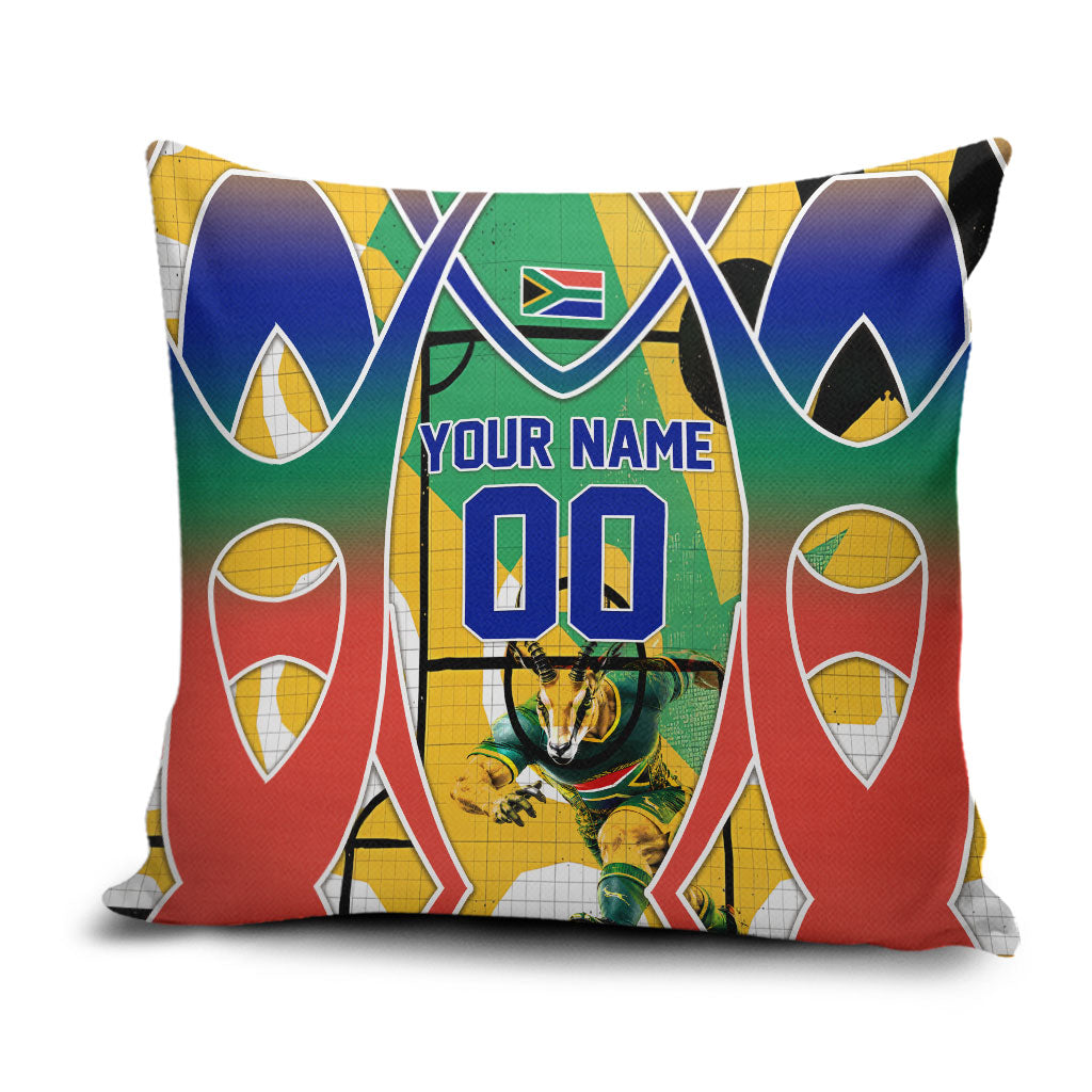 Personalized South Africa Football Springbok Pillow Cover Bafana Bafana Rainbow Nation Flag Colors
