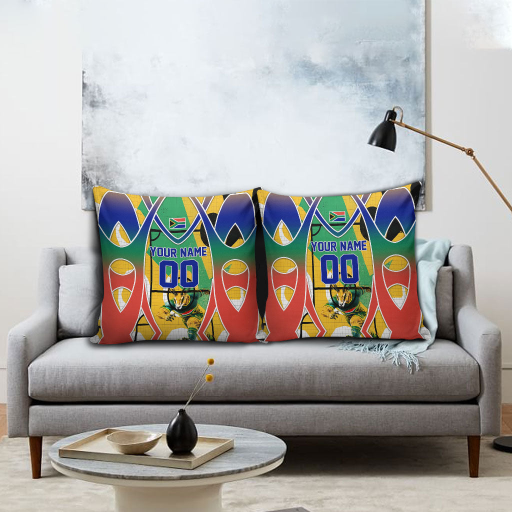 Personalized South Africa Football Springbok Pillow Cover Bafana Bafana Rainbow Nation Flag Colors