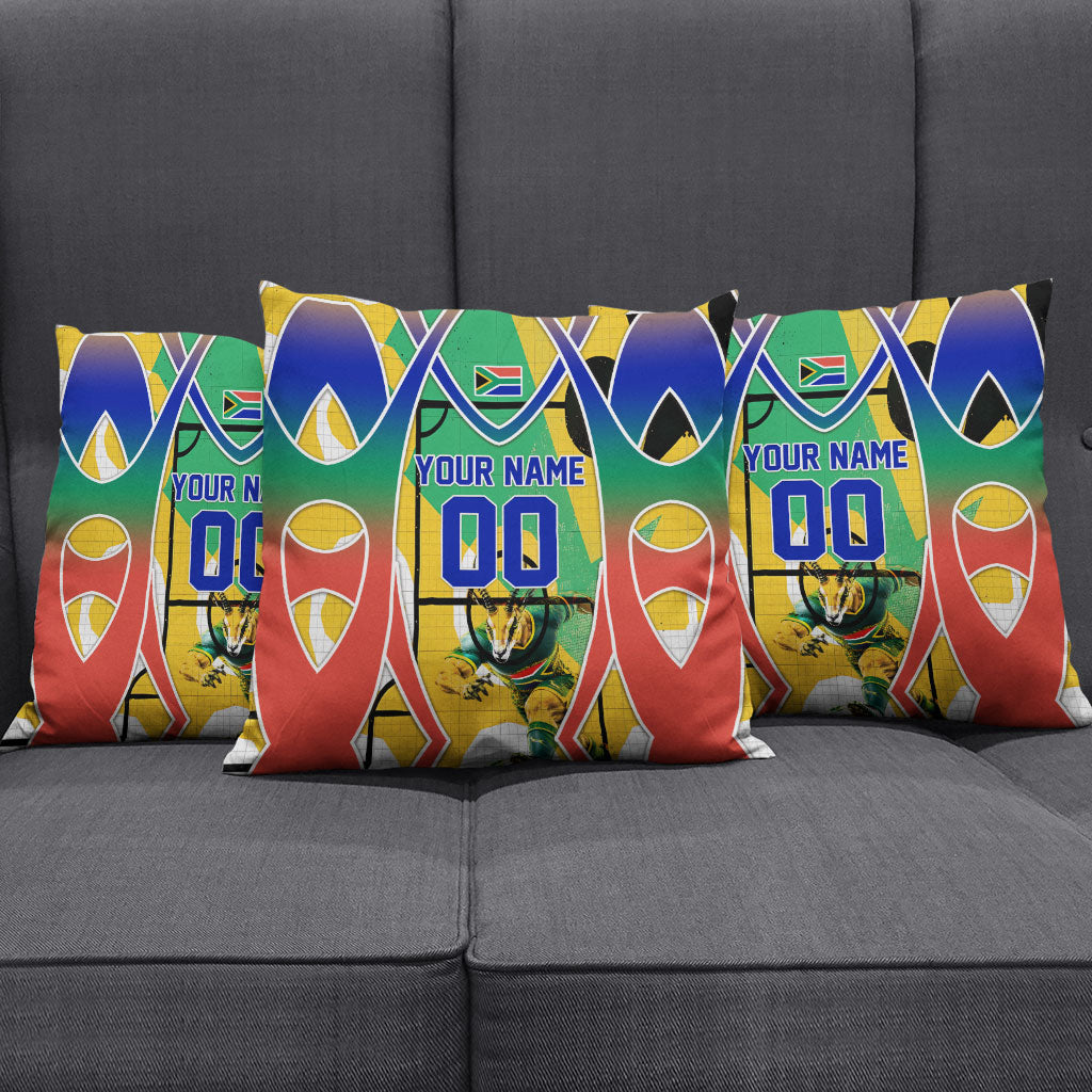Personalized South Africa Football Springbok Pillow Cover Bafana Bafana Rainbow Nation Flag Colors