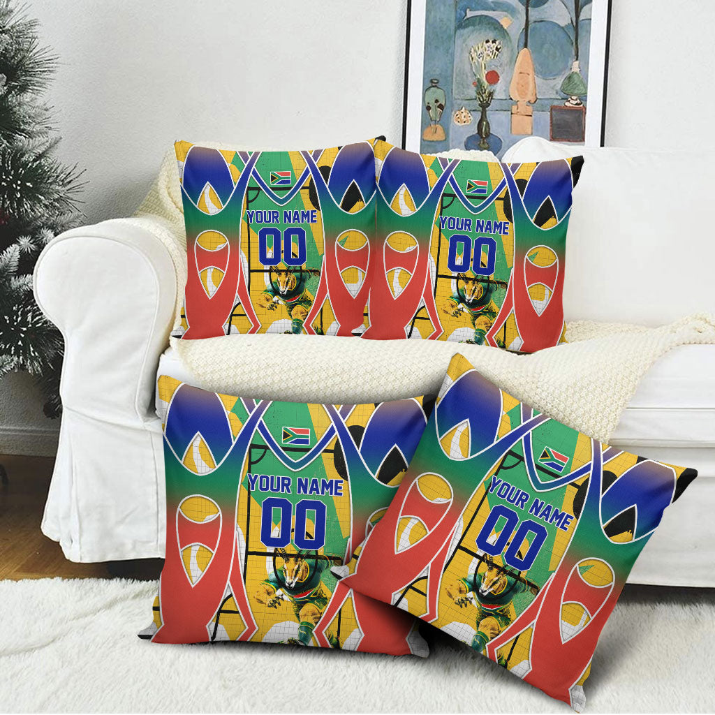 Personalized South Africa Football Springbok Pillow Cover Bafana Bafana Rainbow Nation Flag Colors