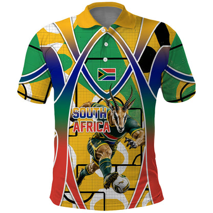 Personalized South Africa Football Springbok Polo Shirt Bafana Bafana Rainbow Nation Flag Colors