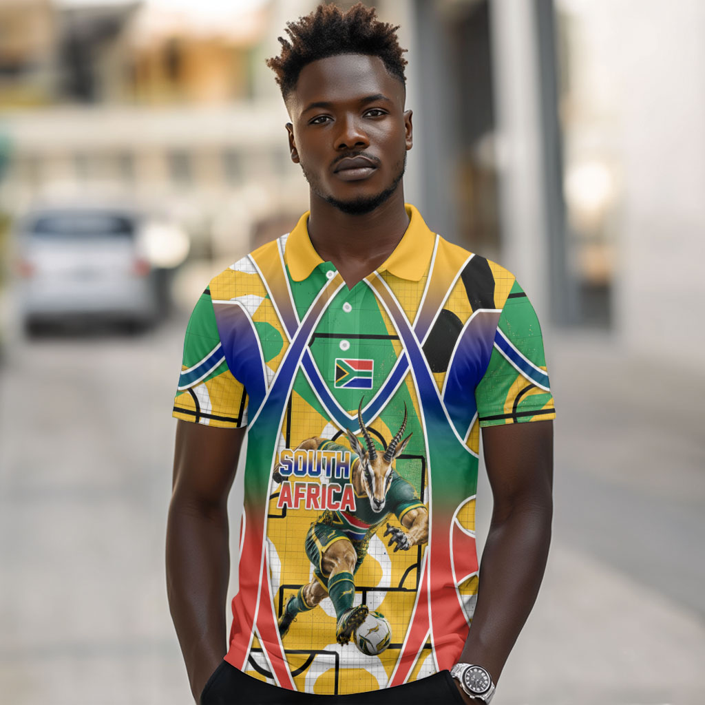 Personalized South Africa Football Springbok Polo Shirt Bafana Bafana Rainbow Nation Flag Colors