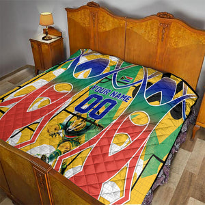 Personalized South Africa Football Springbok Quilt Bafana Bafana Rainbow Nation Flag Colors