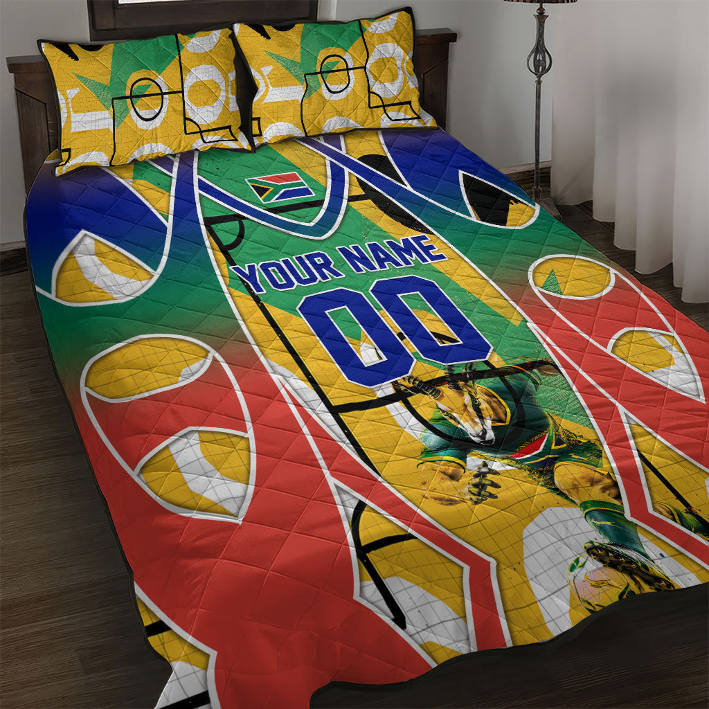 Personalized South Africa Football Springbok Quilt Bed Set Bafana Bafana Rainbow Nation Flag Colors