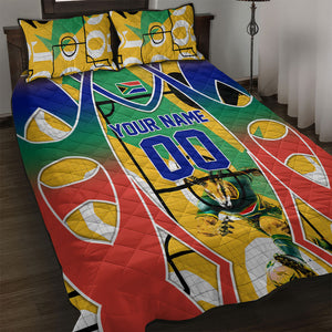 Personalized South Africa Football Springbok Quilt Bed Set Bafana Bafana Rainbow Nation Flag Colors