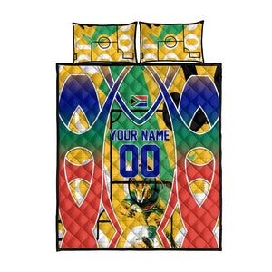 Personalized South Africa Football Springbok Quilt Bed Set Bafana Bafana Rainbow Nation Flag Colors