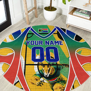 Personalized South Africa Football Springbok Round Carpet Bafana Bafana Rainbow Nation Flag Colors