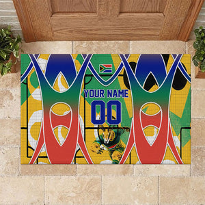 Personalized South Africa Football Springbok Rubber Doormat Bafana Bafana Rainbow Nation Flag Colors