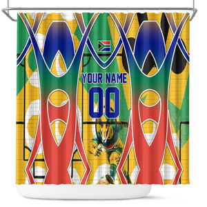 Personalized South Africa Football Springbok Shower Curtain Bafana Bafana Rainbow Nation Flag Colors