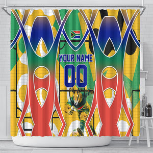 Personalized South Africa Football Springbok Shower Curtain Bafana Bafana Rainbow Nation Flag Colors