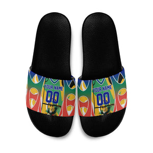 Personalized South Africa Football Springbok Slide Sandals Bafana Bafana Rainbow Nation Flag Colors