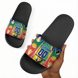 Personalized South Africa Football Springbok Slide Sandals Bafana Bafana Rainbow Nation Flag Colors