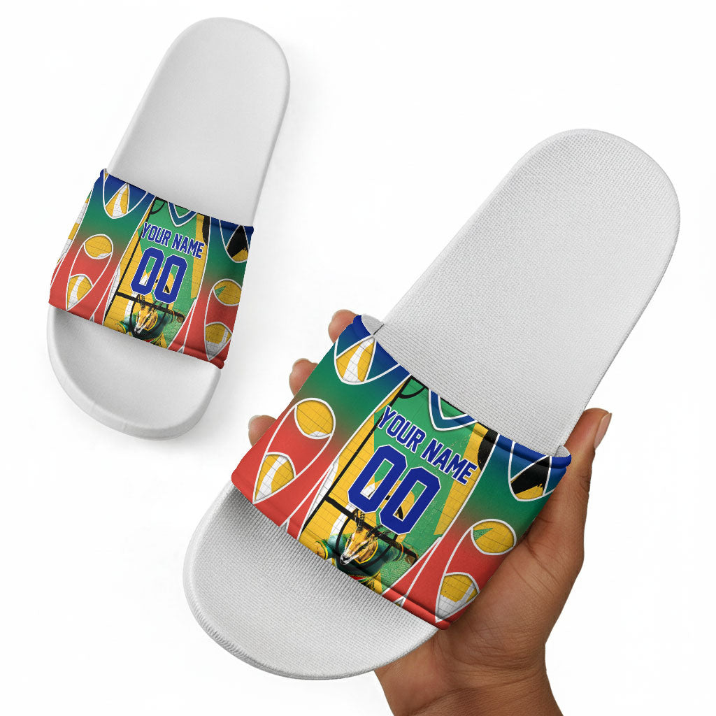 Personalized South Africa Football Springbok Slide Sandals Bafana Bafana Rainbow Nation Flag Colors