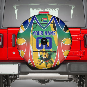 Personalized South Africa Football Springbok Spare Tire Cover Bafana Bafana Rainbow Nation Flag Colors