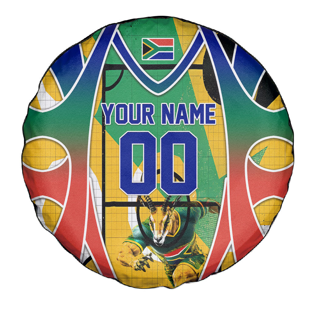 Personalized South Africa Football Springbok Spare Tire Cover Bafana Bafana Rainbow Nation Flag Colors