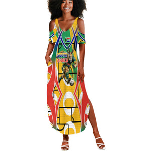 Personalized South Africa Football Springbok Summer Maxi Dress Bafana Bafana Rainbow Nation Flag Colors
