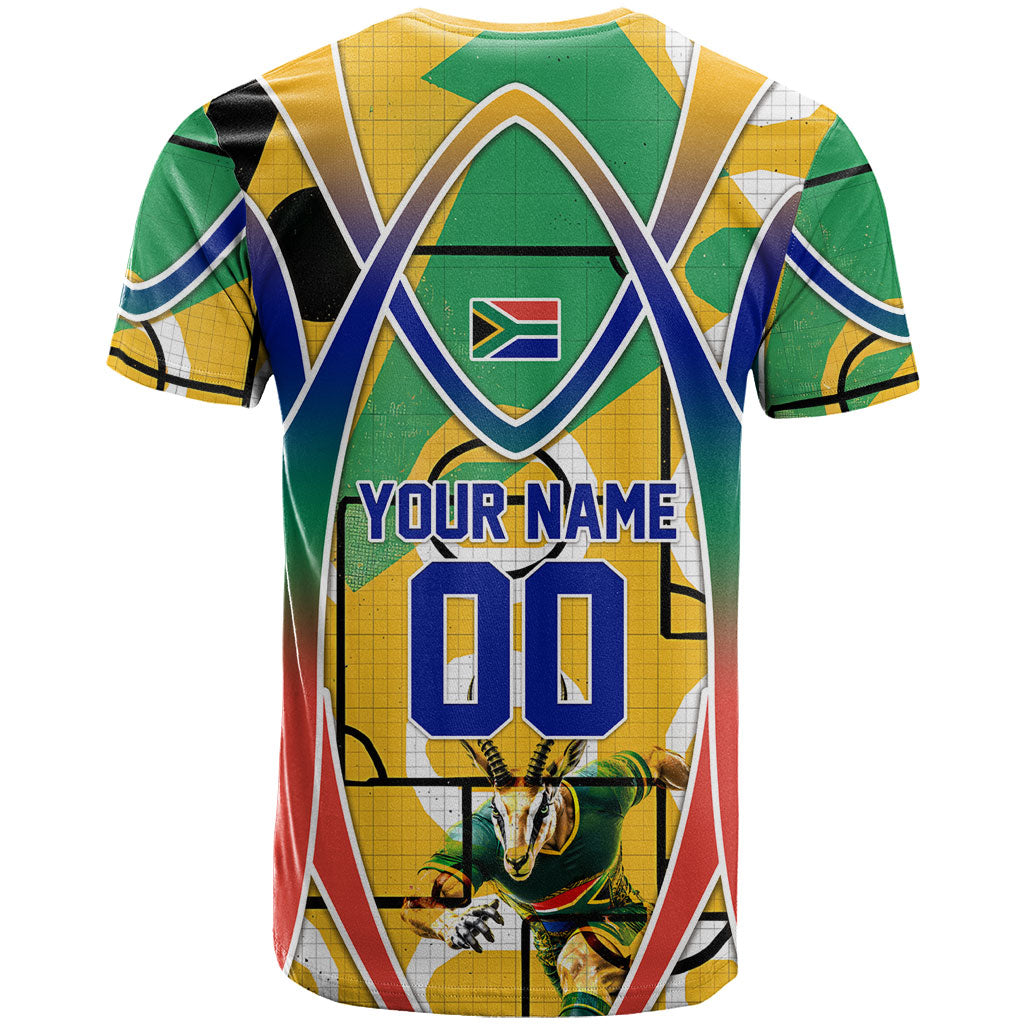 Personalized South Africa Football Springbok T shirt Bafana Bafana Rainbow Nation Flag Colors