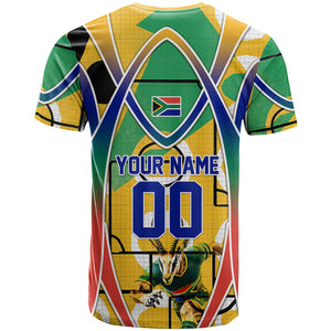 Personalized South Africa Football Springbok T shirt Bafana Bafana Rainbow Nation Flag Colors