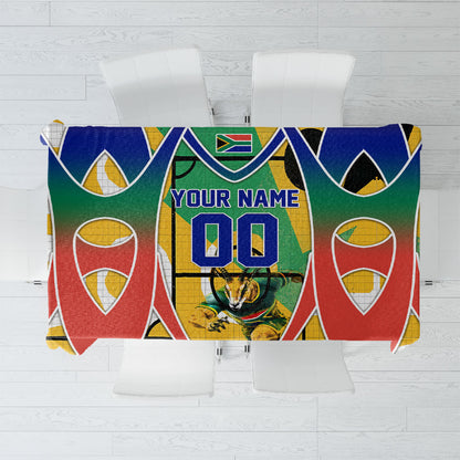 Personalized South Africa Football Springbok Tablecloth Bafana Bafana Rainbow Nation Flag Colors