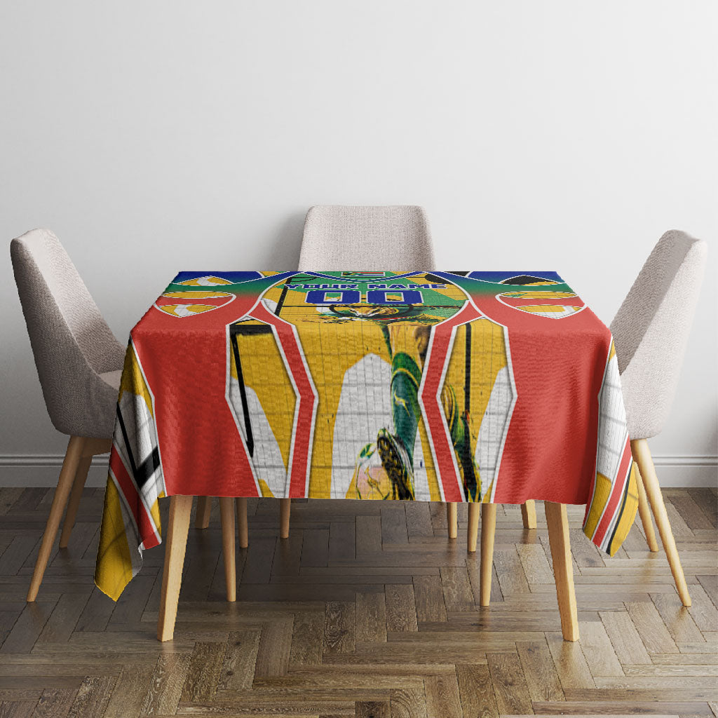 Personalized South Africa Football Springbok Tablecloth Bafana Bafana Rainbow Nation Flag Colors