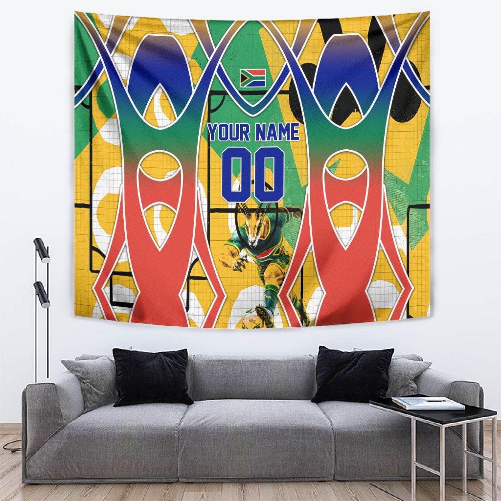 Personalized South Africa Football Springbok Tapestry Bafana Bafana Rainbow Nation Flag Colors