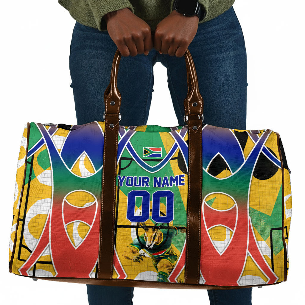Personalized South Africa Football Springbok Travel Bag Bafana Bafana Rainbow Nation Flag Colors