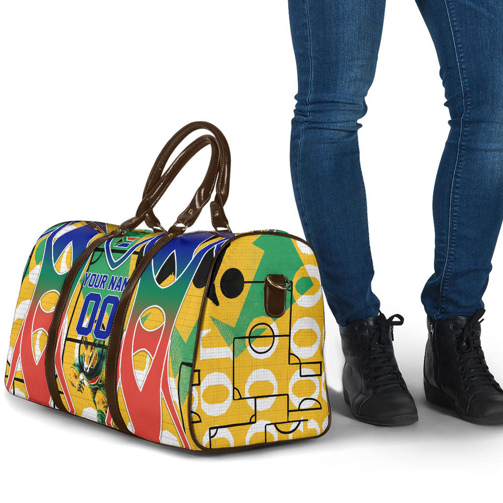 Personalized South Africa Football Springbok Travel Bag Bafana Bafana Rainbow Nation Flag Colors