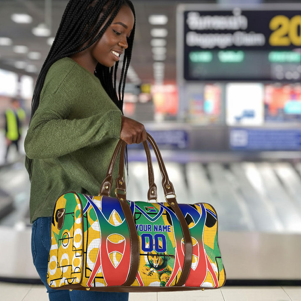 Personalized South Africa Football Springbok Travel Bag Bafana Bafana Rainbow Nation Flag Colors