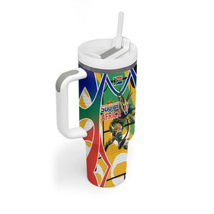 Personalized South Africa Football Springbok Tumbler With Handle Bafana Bafana Rainbow Nation Flag Colors