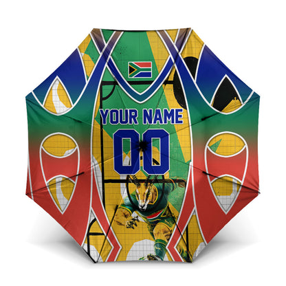 Personalized South Africa Football Springbok Umbrella Bafana Bafana Rainbow Nation Flag Colors