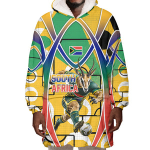 Personalized South Africa Football Springbok Wearable Blanket Hoodie Bafana Bafana Rainbow Nation Flag Colors