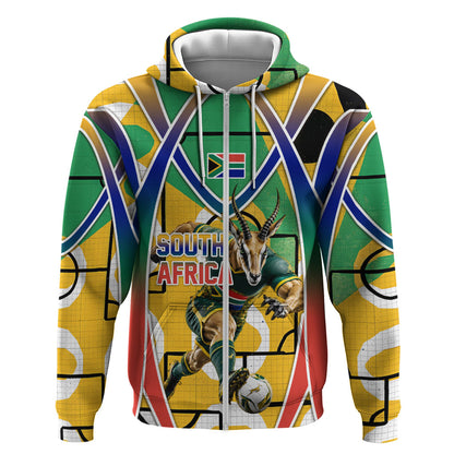 Personalized South Africa Football Springbok Zip Hoodie Bafana Bafana Rainbow Nation Flag Colors
